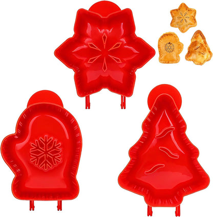 Holiday Mini Pie Mold,Party Potluck Hand Pie Molds,Hand Pie Press Mold Maker for Baking,Winter Snowflake Christmas Tree and Gloves Shapes Pocket Pies Maker