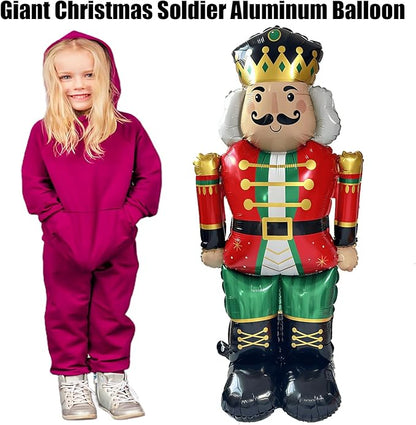 2 pcs 61" Large Size Standing Soldier Foil Balloon, For Christmas Decoration, Christmas Tree Decoration and Xmas Party Supplies, Birthday Party Photo Booth Props