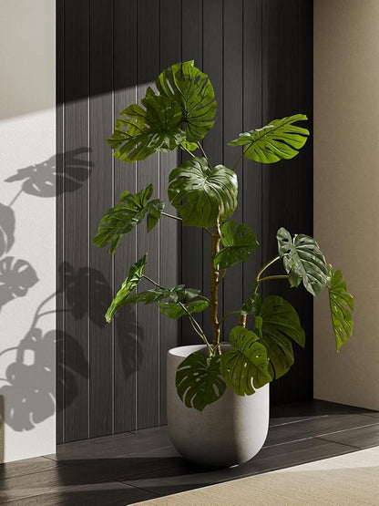 LE TAUCI 12 Inch Pots for Plants, Ceramic Large Planters for Indoor Plants, Indoor Plant Pots for Home Garden Patio Office, Planter Pots with Drainage Hole and Rubber Plug, Neutral Gray