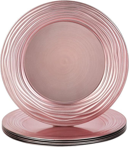 13 Inch Round Charger Plates, Set of 6, Dinner Chargers Bulk Wedding (Pink)
