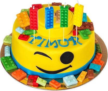 BBTO 16 Pcs Building Block Candles Brick Birthday Cake Candles Topper Sparkler Novelty Decor Building Block Construction Party Themed Decoration Favor for Birthday Baby Shower Summer Party Supplies