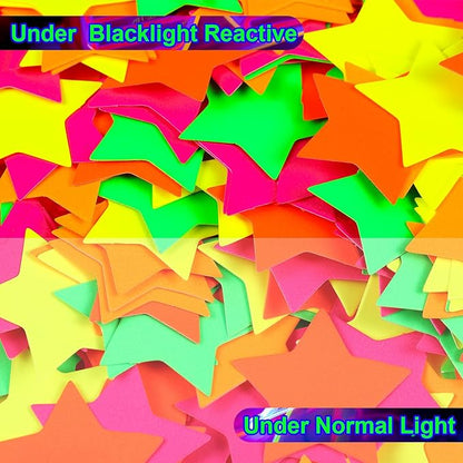 Deekin 10000 Pieces Neon Confetti 5 Colors Confetti Party Table Decor Fluorescent Neon Party Supplies Glow in The Dark Paper Tissue Paper for Birthday, Wedding Supplies(Star Style)