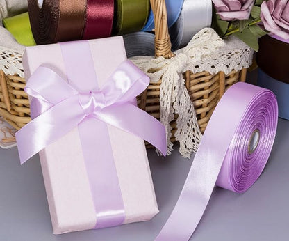 YASEO 1 Inch Lilac Solid Satin Ribbon, 50 Yards Craft Fabric Ribbon for Gift Wrapping Floral Bouquets Wedding Party Decoration