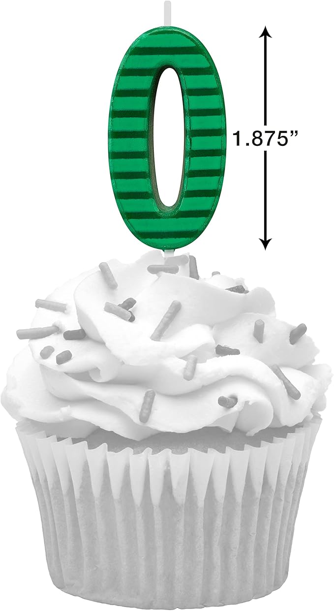 Papyrus Number 0 Birthday Candle, Green Stripes (1-Count)