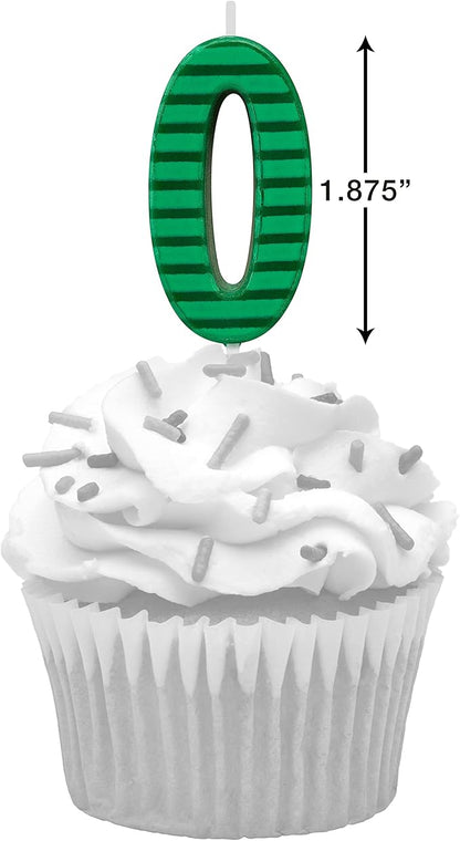 Papyrus Number 0 Birthday Candle, Green Stripes (1-Count)