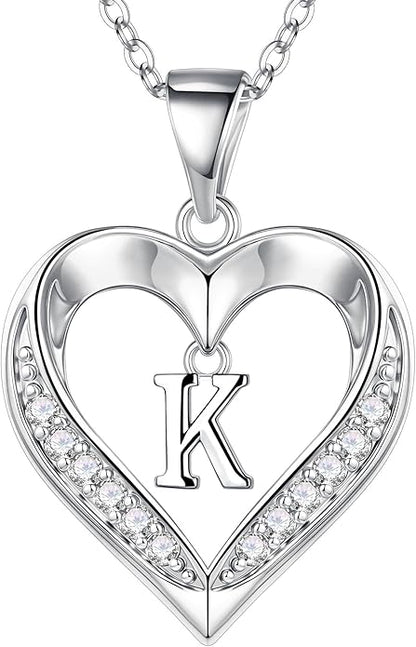 TURANDOSS Valentines Day Gifts for Kids Teen Girls - Heart Initial Necklaces, Dainty 14K Gold Plated CZ Heart Letter A-Z Pendant Necklace Trendy Jewelry Valentines Day Gifts for Wife Girlfriend