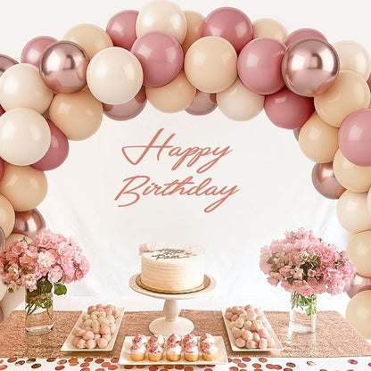 Patimate Retro Blush Pink Balloons Set, 50 pcs 12 inch Metallic Rose Gold Dusty Pink Pastel Orange Nude Latex Balloons Kit for Birthday Bridal Shower Bachelorette Boho Baby Shower Party Decorations