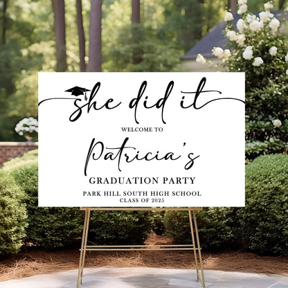 She Did It Graduation Party Welcome Sign, Graduation Party Decorations, Custom Graduation Party Sign, She Did It Graduation Sign, Modern Grad Welcome Sign, Grad Party Decorations, Grad Sign