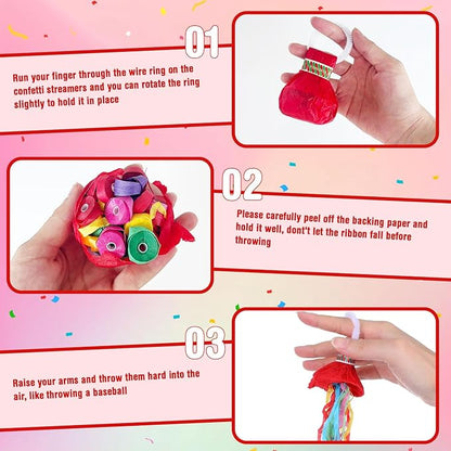 50 Pcs Hand Throw Streamer Poppers Colorful No Mess Confetti Poppers Party Poppers Confetti Streamers for Wedding Birthday Graduation Party Celebrations