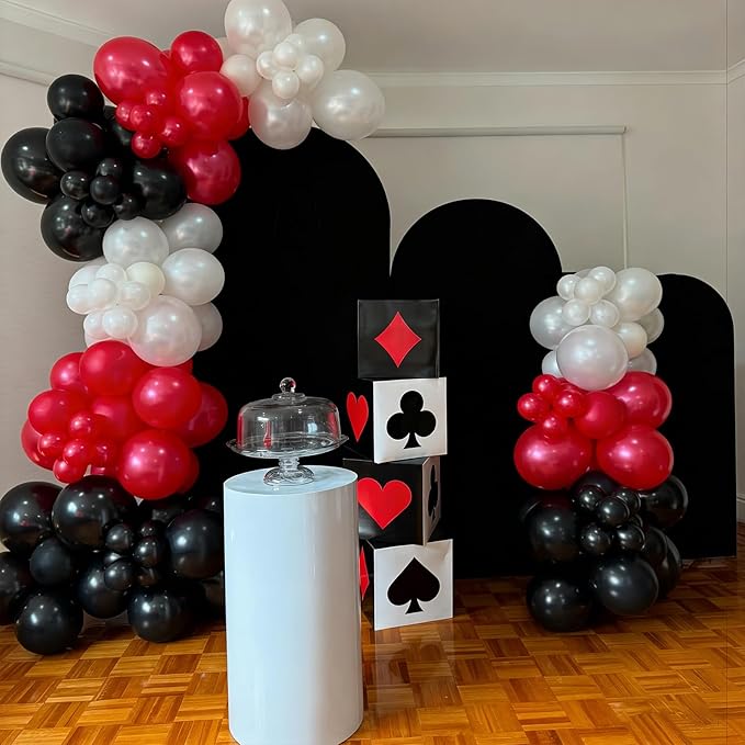 Red and Black Balloons, 60Pcs Red Black and White Balloons, 12in Black Latex Balloon for Birthday, Wedding, Baby Shower, Graduation Party Decorations