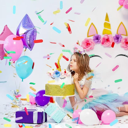 Hungdao 3.52 Oz/ 100g Tissue Sprinkle Confetti Dount Table Confetti Supplies Decoration Colorful Rainbow for Baby Shower Birthday Ice Cream Party Wedding Photo Booth Props