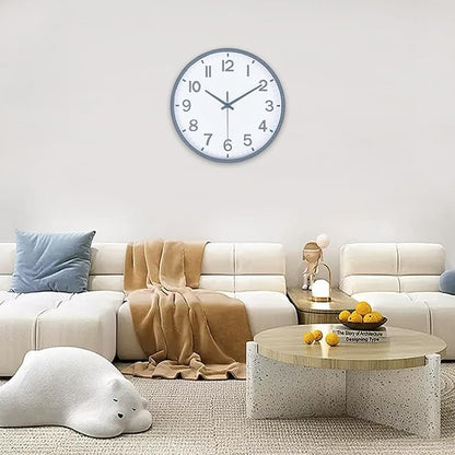 Wall Clocks Battery Operated 8 inch Modern Wall Clock,Silent Non Ticking Wall Clock for Living Room Bedroom Kitchen Office Classroom Decor (Texture Gray White)