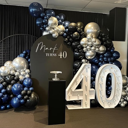 Black Blue Silver Balloons 12 Inch Graduation Balloon Navy Royal Blue Metallic Silver Black Party Balloons Confetti Balloon for Kids Grad Class of 2025 Decor Birthday Space Wedding
