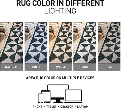 Rugshop Geometric Diamond Washable Non Slip Area Rug 2' x 3' Cream