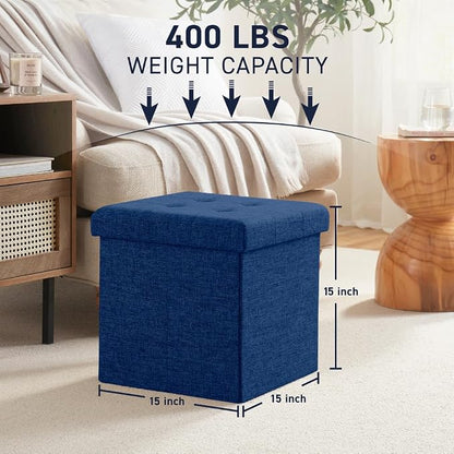 Ornavo Home 2 Pack 15 Inch Folding Storage Ottoman