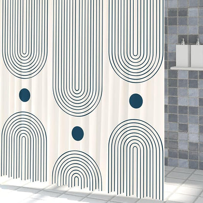 Mid Century Modern Shower Curtain Abstract Minimalist Arch Sun Lines Geometric Aesthetic Bath Curtain Boho Bathtub Decorations Waterproof Fabric Bathroom Curtain with Hooks 72x84 inch