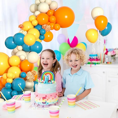 Yellow Orange and Blue Balloon Arch Kit, Blue Yellow Balloon Arch Garland Kit With Lemon Yellow, Orange and Teal Balloons Arch for Birthday Wedding Baby Shower Party