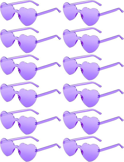 12 Pairs Heart Shaped Sunglasses for Women Colorful Glasses Fun Trendy Transparent Heart Sunglasses Party Favor