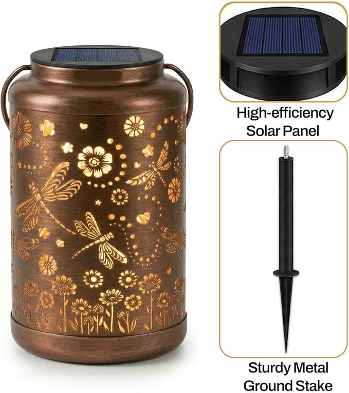 Dragonfly Solar Lanterns Outdoor Waterproof,Birthday Gifts for Women Mom Grandma,Decorative Hanging Garden Decor for Yard, Patio, Backyard, Porch