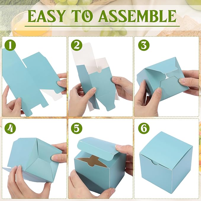 Zhehao 48 Pack Colorful Gift Boxes Small Cardboard Gift Boxes with Lids Bulk 3 x 3 x 3 Inch Square Kraft Cube Paper Box Assemble for Candles Wedding Presents Easy Birthday
