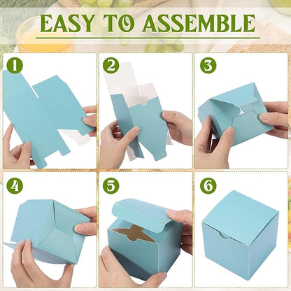 Zhehao 48 Pack Colorful Gift Boxes Small Cardboard Gift Boxes with Lids Bulk 3 x 3 x 3 Inch Square Kraft Cube Paper Box Assemble for Candles Wedding Presents Easy Birthday