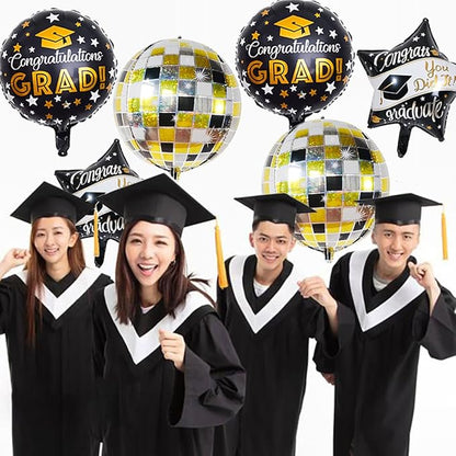 6Pcs Graduation Balloons Congrats Grad Balloons Class of 2026 Balloon for College High School Graduation Party Decorations