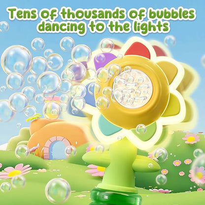 Sunflower Bubble Machine for Kids, Automatic Bubble Gun with Colorful Lights, Handheld Flower Bubble Toy for Toddlers, 25,000+ Bubbles, 3 Modes, Outdoor Bubble Blower, Easter, Wedding，Birthday Gift