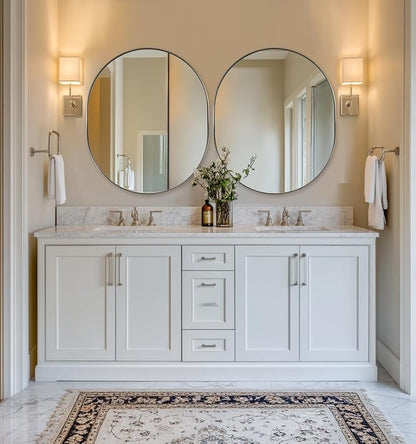 ANDY STAR Chrome Oval Mirror, 30x36'' Oval Mirror Pill-Shaped Design in Stainless Steel Metal Frame for Bathroom, Entryway, Living Room, Contemporary 1" Deep Wall Mount Vertical/Horizontal
