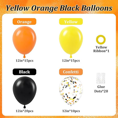 60pcs Construction Balloons 12inch with Black and Yellow Confetti Balloons for Transportation Excavator Themed Birthday Party Decorations