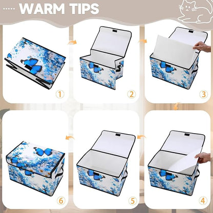Stackable Storage Bins with Lids,Closet Organizers Fabric Box for Home and Office,Blanket Clothes Organizers,Under Bed Storage Containers 3 Pack