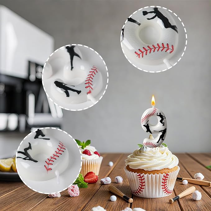 Baseball Birthday Number Candle, Number 9 Candles for Cake Topper, Ideal Birthday Parties Cake Decor, Wedding Anniversary and Other Celebrations (Candle 9)