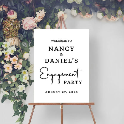 Engagement Party Welcome Sign, Rectangular, Pastel Shades, Neon, Full Size, Plastic, 12x18 inches
