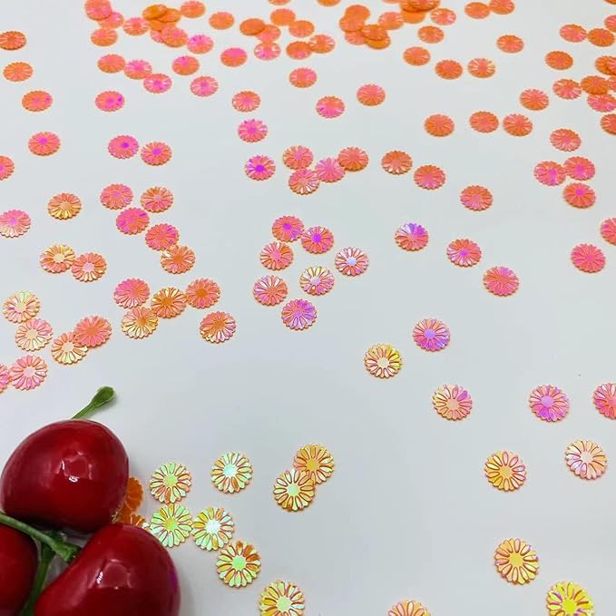 2000PCS 9mm Daisy PVC Confetti Flower Table Confetti for DIY Mold Art Bridal Baby Shower Engagement Wedding Birthday Party Decorations (Orange)
