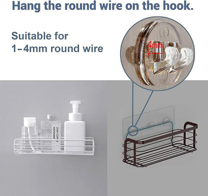 12 Pcs Shower Caddy Adhesive Hooks Replacement Storage Shelf Basket Strips Hook/No Drilling Strong Adhesive & Waterproof Hooks for Bathroom Wall Corner Shelf,Soap Holder,Organizer,Kitchen Racks