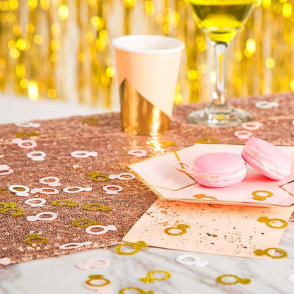 MOWO Glitter Diamond Ring Confetti Table Decor and Event Decor, Gold Glitter,Pink,White, 200 Count