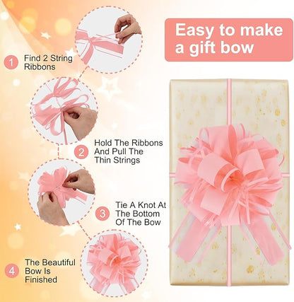 20pcs 7 Inch Pull Bows Pastel Pink Gift Wrap Bows for Gift Basket, Flower Wrapping, Christmas, Mother's Day, Easter, Birthday, Baby Shower Decorations