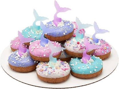 DECOPAC Mermaid Tail Wrap Cupcake Rings, Cake Toppers, Multicolored Food Safe Decorations For Parties– 24 Pack