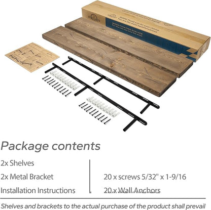 BGMG Floating Shelves 60 inch Long, Distressed,Wide Rustic Wooden Wall Shelves for Living Room Bedroom Kitchen Farmhouse Set of 2-60x6.7x1.75 inch-Distressed Walnut