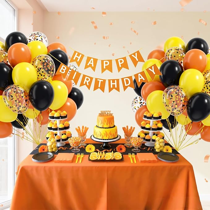 60pcs Construction Balloons 12inch with Black and Yellow Confetti Balloons for Transportation Excavator Themed Birthday Party Decorations