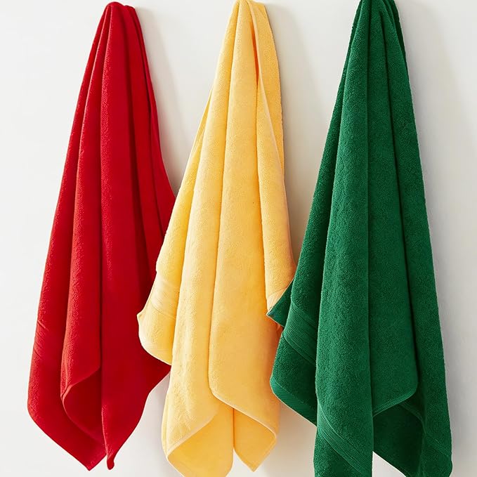 COZYART Red Bath Towel Set for Bathroom Soft Absorbent Durable 650 GSM Turkish Cotton Towel Sets of 6, 2 Large Bath Towels, 2 Hand Towels, 2 Washclothes