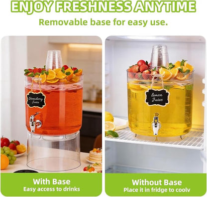 2 Gallon Beverage Dispenser for Parties, BPA-Free Drink Dispenser with No Drip Spigot, Juice Dispensers with Stand, Transparent Plastic Water Dispenser Countertop for Punch, and Drink Fountains