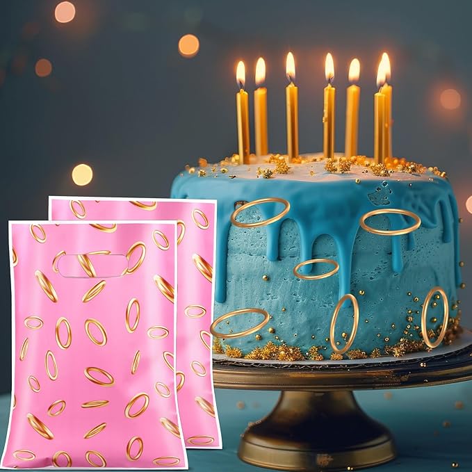 50 Pcs Birthday Party Favors Goodie Bags Cartoon Candy Gift Bags for Cartoon Theme Party Decorations Goodie Supplies Halloween Treat Bag Baby Shower Favors(Pink,Video Game)