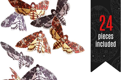 Edible Small Death Head Moth Assorted Set of 24 - Wafer Cake & Cupcake Toppers - edible moths for cake decorating - Halloween cupcake toppers