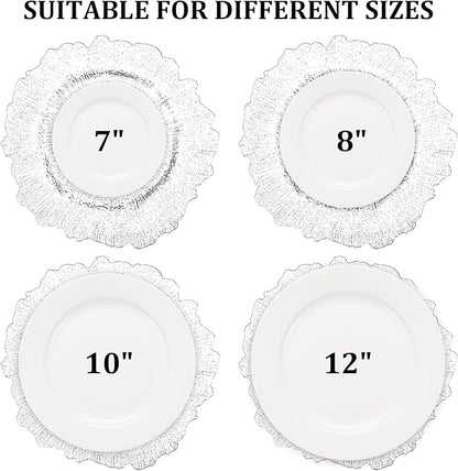 MAONAME 13" White Charger Plates, Round Reef Chargers for Dinner Plates, Plastic Plate Chargers for Table Setting, Wedding Decor, Set of 12