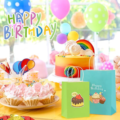 BagDream 24Pcs 10x5x13 Kraft Paper Party Favor Gift Bags with Handles Assorted Rainbow Colors for Wedding, Baby Shower, Birthday, Gifts, Shopping and Party Supplies
