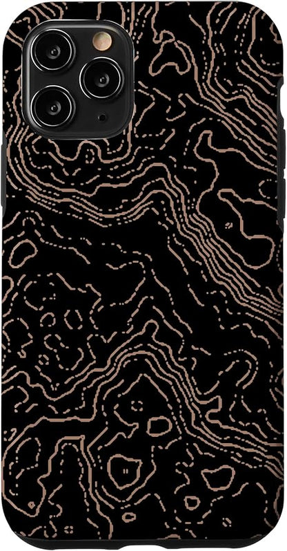 Topography Black & Brown Abstract Pattern Topographic Map Case for iPhone 11 Pro