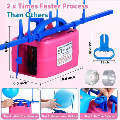 Balloon Pump Electric, Electric Air Pump Replace Manual Balloon Hand Pump, US Standard Plug Balloon Inflator Pump Electric with Dual Nozzles for Balloon Arch, Balloon Stand, Party Decorations