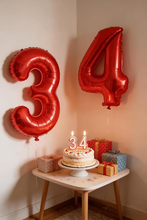 Laser Red 3 Balloon, Number Balloons 40 Inch, 3rd Birthday Decorations for Kids Girls Women Party Supplies for Party Decorations, Number 3 Balloon