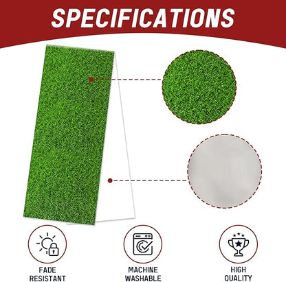 JCJT Green Grass Table Runner 13x90 Inch (Long for Buffet Tables) – Football Party Snack Stadium Decorations – Extra Long Faux Turf Backdrop for Easter Egg Display & Soccer Team Event