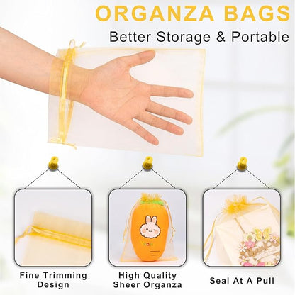 ANZNKU 50 Pack Organza Bags 6x9 Inch Mesh Gift Bags Small Packaging Bag Mesh Bag Drawstring for Easter Candy Wedding Party favor(Gold)